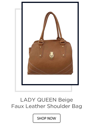 LADY QUEEN Beige Faux Leather Shoulder Bag