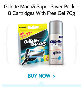Gillette Mach3 Super Saver pack 8 cartridges with Free Gel 70g