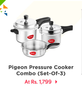 Pigeon Set of 3 Pressure Cooker Combo (Induction Bottom) - 5L, 3.5L, 3L