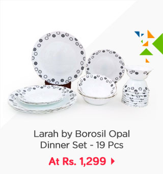 Larah by Borosil Opal Dinner Set 19 Pcs