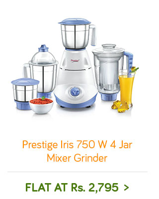 Prestige Iris 750 W 4 Jar Mixer Grinder - Flat Rs. 2795