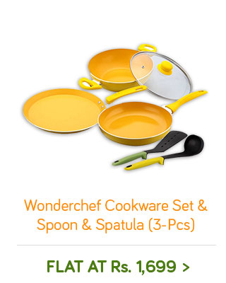 Wonderchef Da Vinci Yellow Aluminium Cookware Set With Free Spoon & Spatula 3 Pcs - Flat Rs. 1699