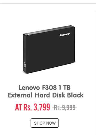 Lenovo F308 1 TB External Hard Disk Black With Surge protection technology