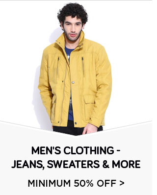 "Men's Clothing - Min. 50% Off   Jeans, Sweaters, Tees & more"