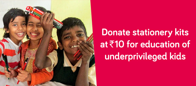contribute stationery kits at rs 10 for education of donate now