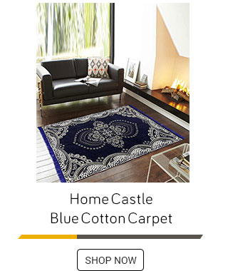 Home Castle Blue Cotton Carpet